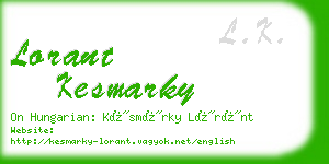 lorant kesmarky business card